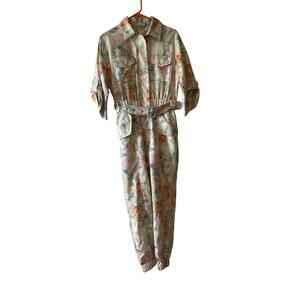 Lowerright Floral Watercolor Print Jumpsuit NWOT Women's One Piece Size Small